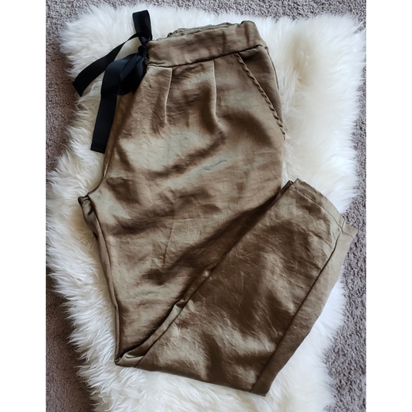 Pants - Storets Revolve Satin Tie Jogger Skinny Pants